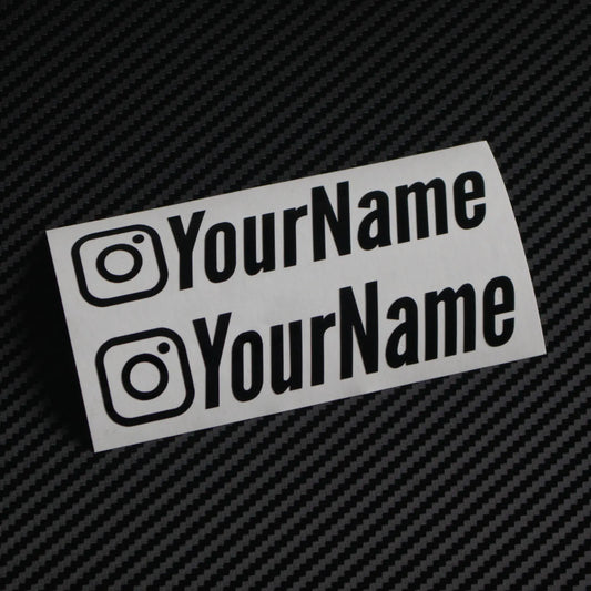 Gloss Instagram car sticker decal on carbon fibre background