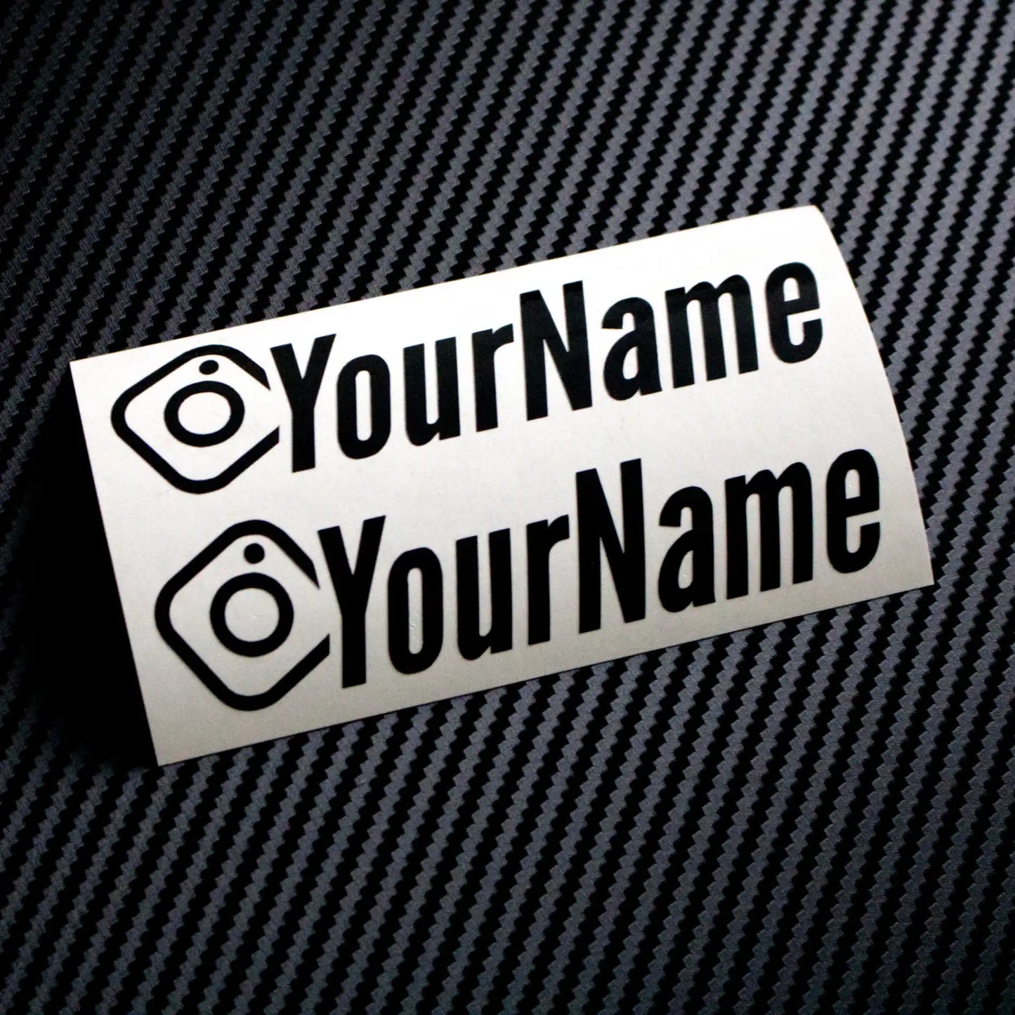 Gloss Instagram Slanted car sticker decal on carbon fibre background